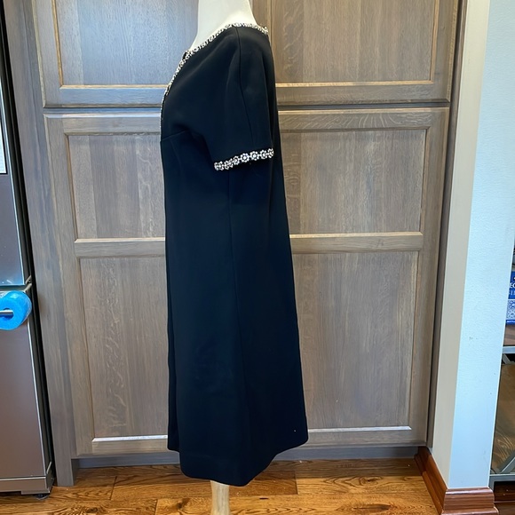 Capriel -1960’s Vintage 100% Wool Black Knit Dress W Rhinestone Trim - Picture 5 of 11
